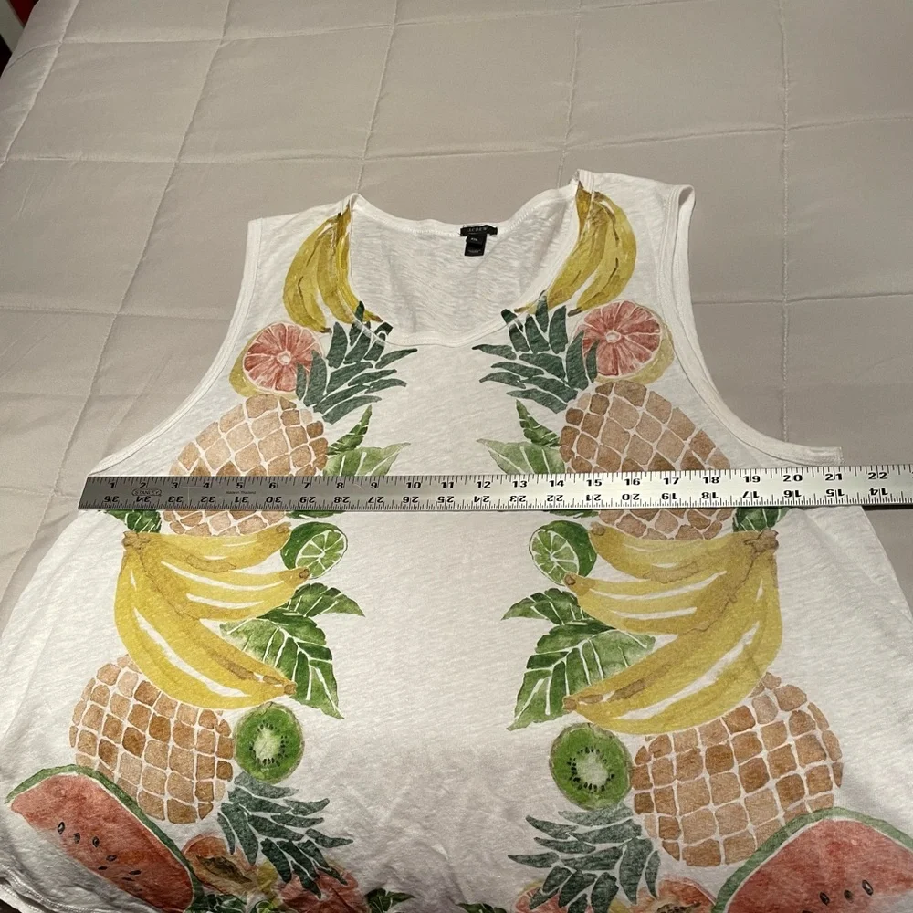 J. Crew White Tank Top with Tropical Fruit Print